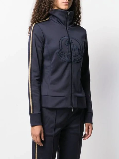 Shop Moncler Logo Sports Jacket In Blue