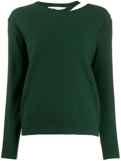 Shop Stella Mccartney Split-neck Boiled Sweater In Green