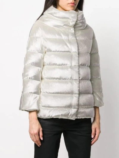 Shop Herno Shiny Padded Puffer Jacket In White