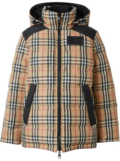 Shop Burberry Vintage Check Puffer Jacket In Neutrals