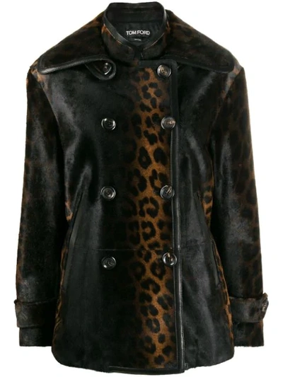 Shop Tom Ford Leopard Print Coat In Brown