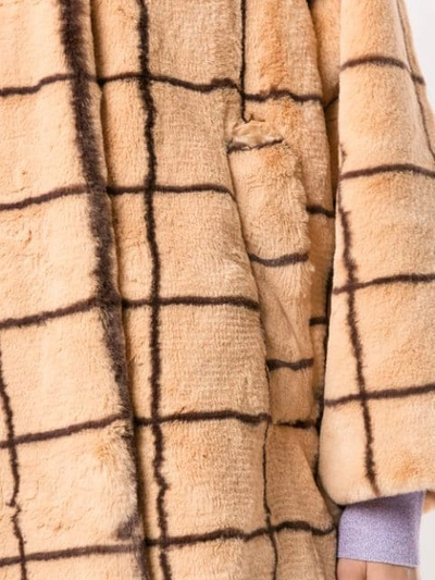Shop Baum Und Pferdgarten Demetria Checked Faux Fur Coat In Brown