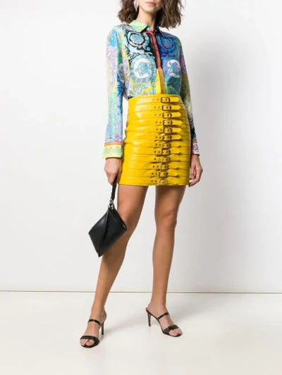 Shop Manokhi Dita Buckled Mini Skirt In Yellow