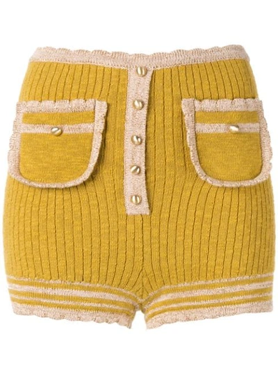 Shop Alice Mccall Heaven Help Knitted Shorts In Yellow