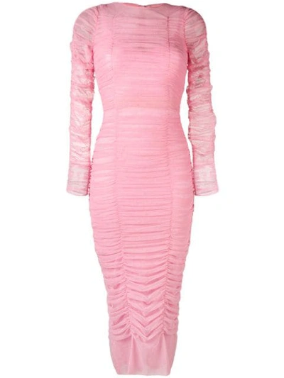 Shop Dolce & Gabbana Ruched Cocktail Dress In Pink & Purple