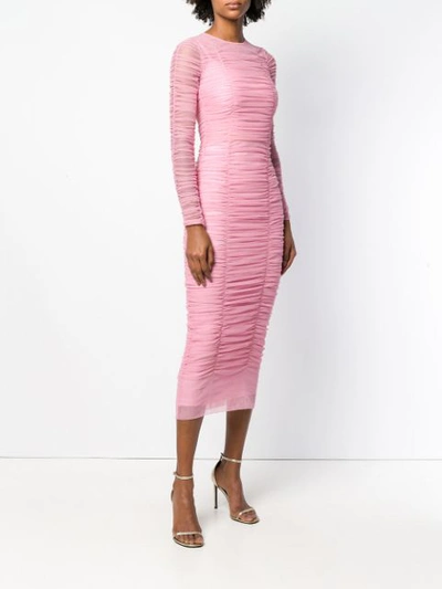 Shop Dolce & Gabbana Ruched Cocktail Dress In Pink & Purple