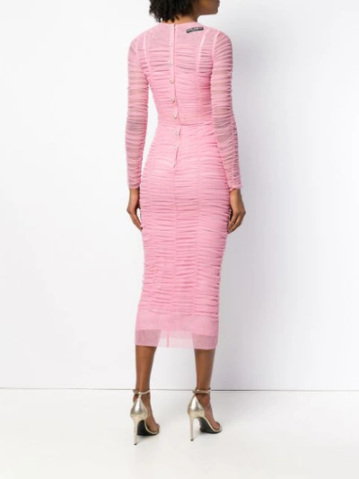 Shop Dolce & Gabbana Ruched Cocktail Dress In Pink & Purple