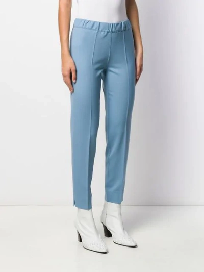 Shop D-exterior Slim Fit Tailored Trousers In Blue
