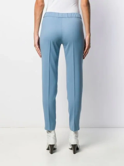 Shop D-exterior Slim Fit Tailored Trousers In Blue