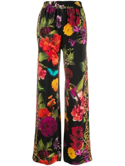 Shop Alice And Olivia Benny Floral Wide Leg Trousers In Black