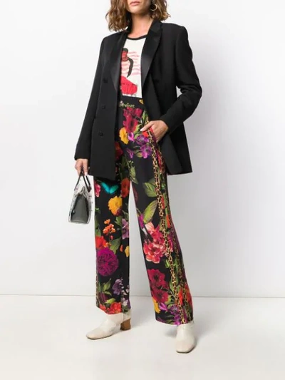 Shop Alice And Olivia Benny Floral Wide Leg Trousers In Black