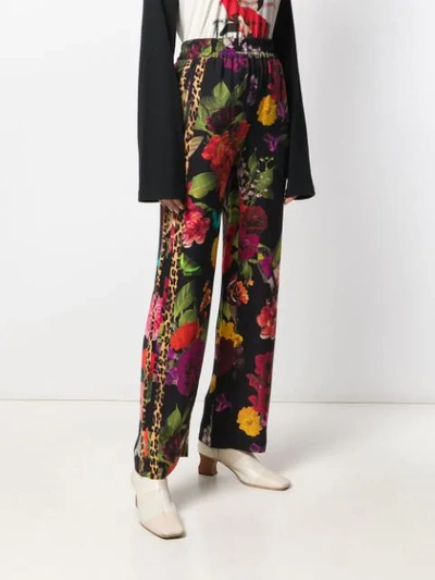 Shop Alice And Olivia Benny Floral Wide Leg Trousers In Black