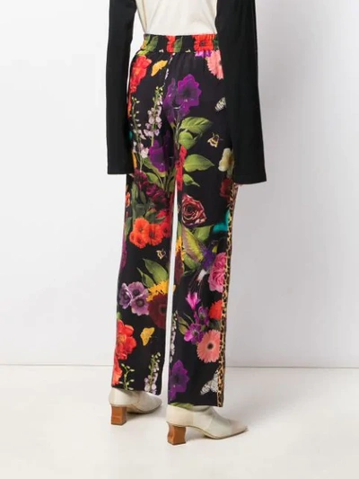 Shop Alice And Olivia Benny Floral Wide Leg Trousers In Black