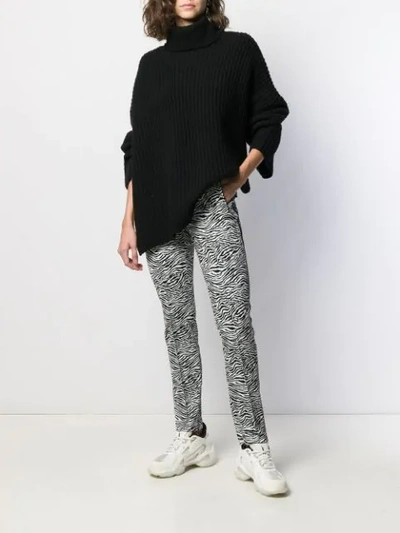 Cambio Zebra Print Tailored Trousers In Black