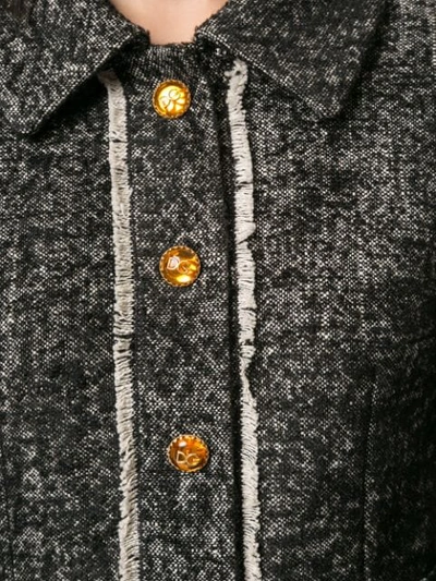 Shop Dolce & Gabbana Tweed Logo Button Jacket In Black