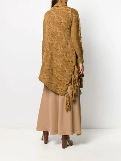 Shop Oscar De La Renta Cable Knit Asymmetric Sweater In Camel