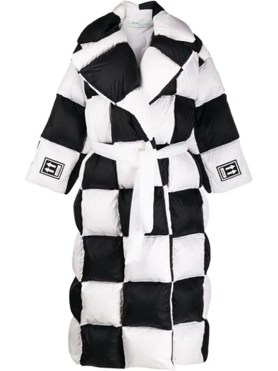 Shop Off-white Checkered Puffer Coat In Black