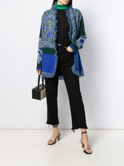 Shop Allude Patterned Cardi-coat In Blue