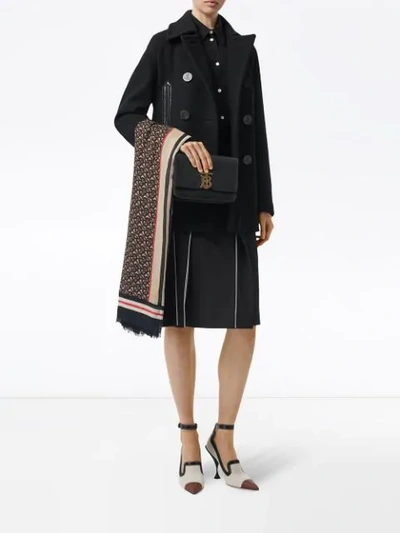 Shop Burberry Leather Pockets Peacoat In Black