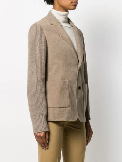 Shop Undercover Corduroy And Knitted Blazer In Neutrals