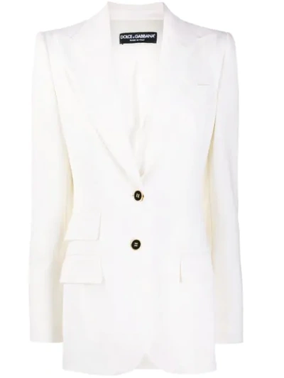 Shop Dolce & Gabbana Double Flap Pocket Blazer In White