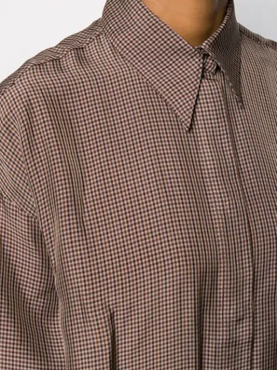 Shop Asai Check Print Shirt In Brown