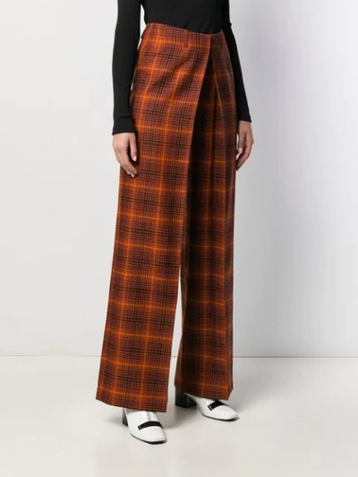 Shop Aalto High Waisted Front Pleat Flares In Orange Check