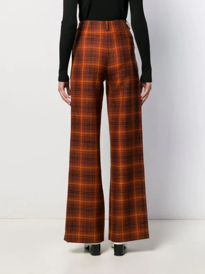 Shop Aalto High Waisted Front Pleat Flares In Orange Check