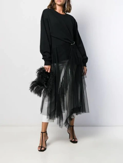 Shop Act N°1 Tulle Panel Dress In Black