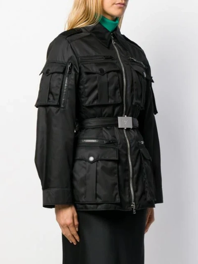 Shop Prada Belted Utility Jacket In Black