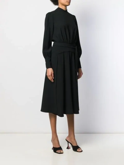 Shop Elisabetta Franchi Tie Waist Dress In Black