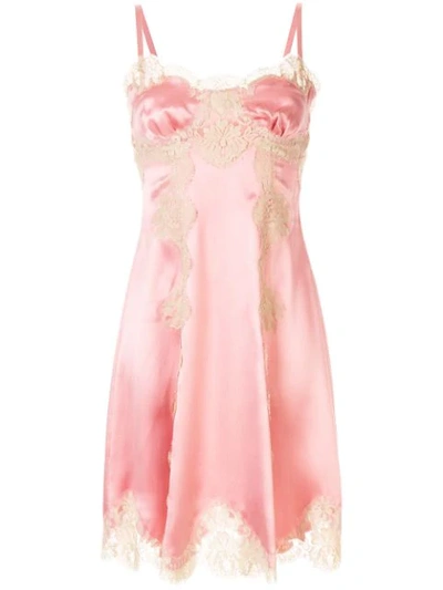 Shop Dolce & Gabbana Flared Lace-panels Dress In Pink