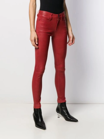 Shop Frame Mid-rise Skinny Trousers In Red
