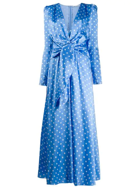 alessandra rich blue polka dot dress