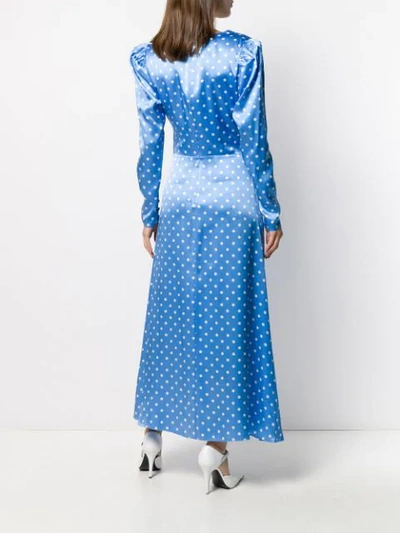 Shop Alessandra Rich Polka Dot Satin Dress In 1733 Light Blue