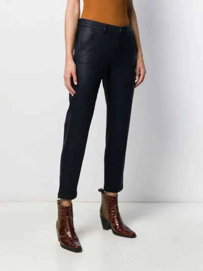 Shop 7 For All Mankind High Waisted Cropped Trousers In Blue