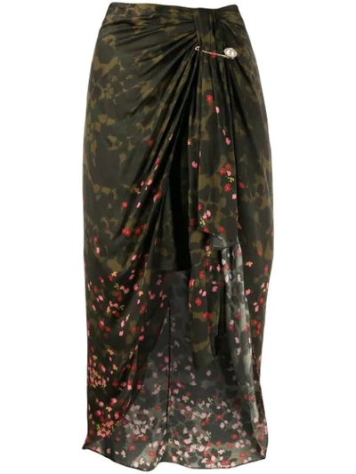 Shop Mother Of Pearl Draped Midi Skirt In Green