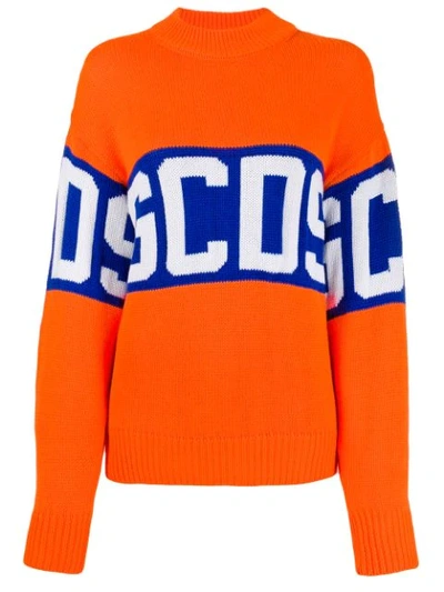 Shop Gcds Pullover Mit Logo-print In Orange