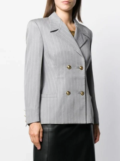 Pre-owned Versace 1980's Pinstriped Blazer In Grey