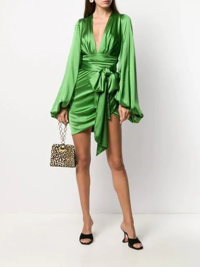 Shop Alexandre Vauthier Wrap-style Mini Dress In Green