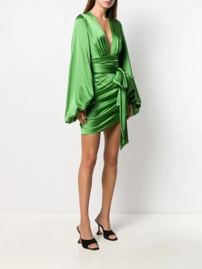 Shop Alexandre Vauthier Wrap-style Mini Dress In Green