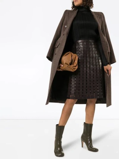 Shop Bottega Veneta Woven Leather Skirt In 5001