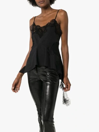 Shop Marques' Almeida Lace-trimmed Asymmetric Camisole In Black