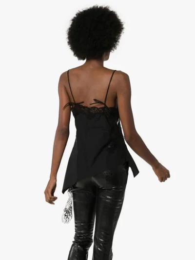 Shop Marques' Almeida Lace-trimmed Asymmetric Camisole In Black