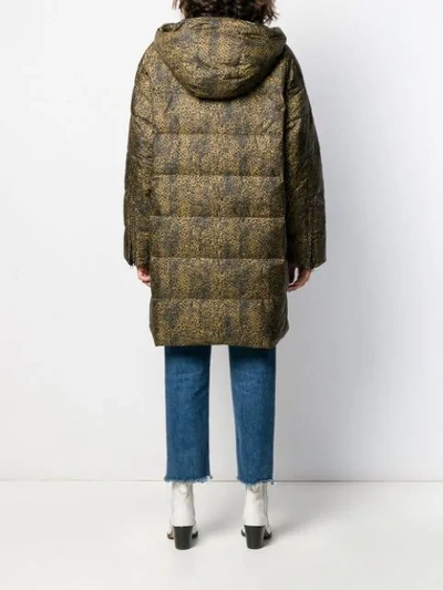 Shop Essentiel Antwerp Cheetah-print Padded Coat In Black