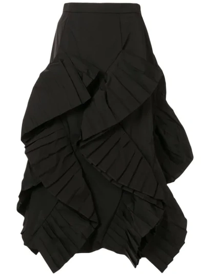 Shop Enföld Pleated Ruffled Skirt In Black