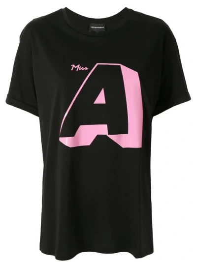 Shop Emporio Armani Logo Oversized T-shirt In Black
