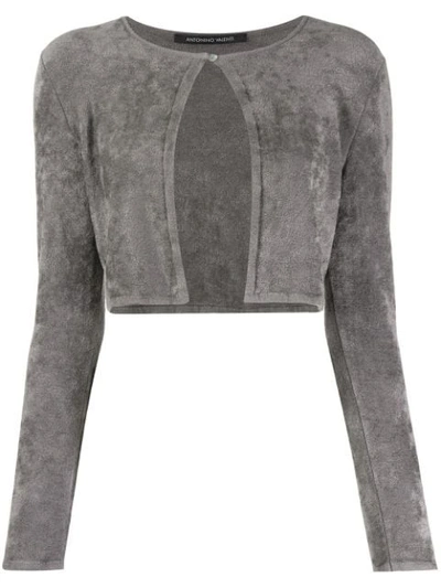 Shop Antonino Valenti Cropped Long-sleeve Cardigan In Grey