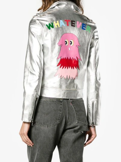 Shop Mira Mikati Whatever Painted Metallic Biker Jacket