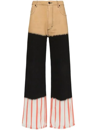 Shop Eckhaus Latta Panelled Wide-leg Jeans In Neutrals